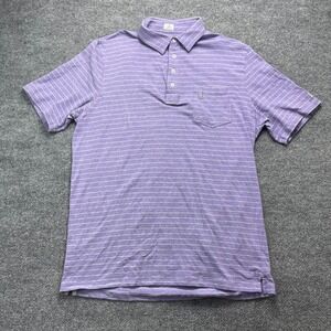 Johnnie-O Hangin Out Mens Large Purple Striped Polo Shirt Team TaylorMade Golf